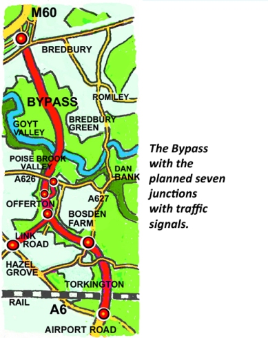 Bypass map with traffic lights captioned